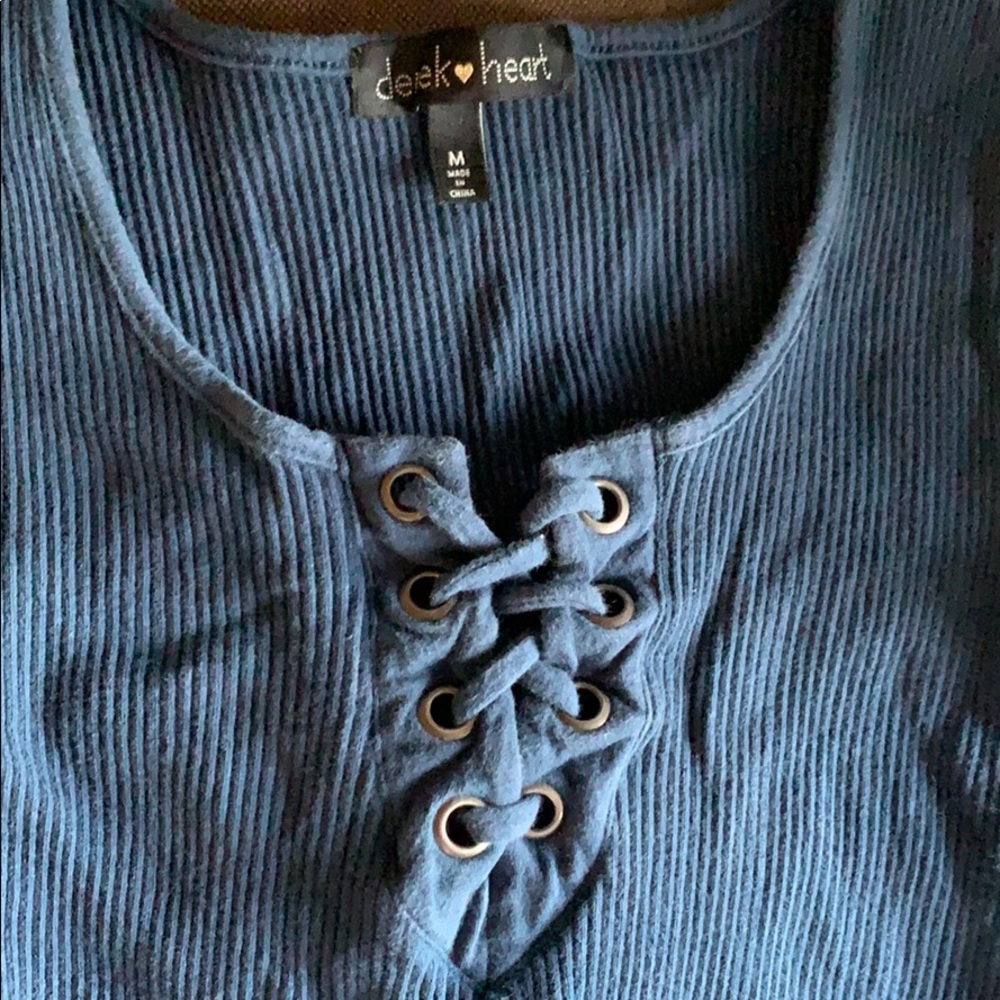 Blue Ribbed Dress - Picture 2 of 2